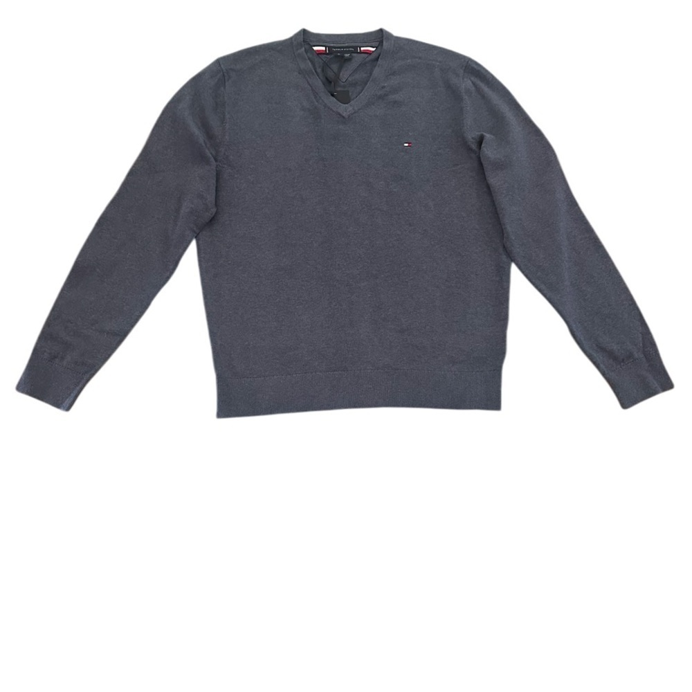 Tommy Hilfiger Men’s Essential Long Sleeve V-Neck, Size XL, Blue/Grey, NWT - Picture 2 of 11